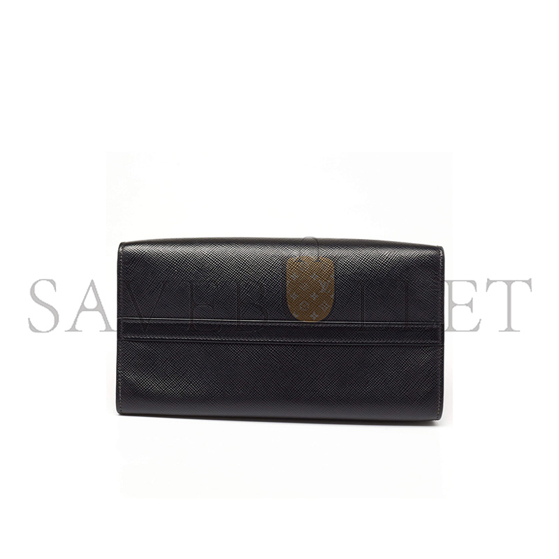 Pra*a black saffiano cuir leather small monochrome tote 1ba156 (26*20*10cm)